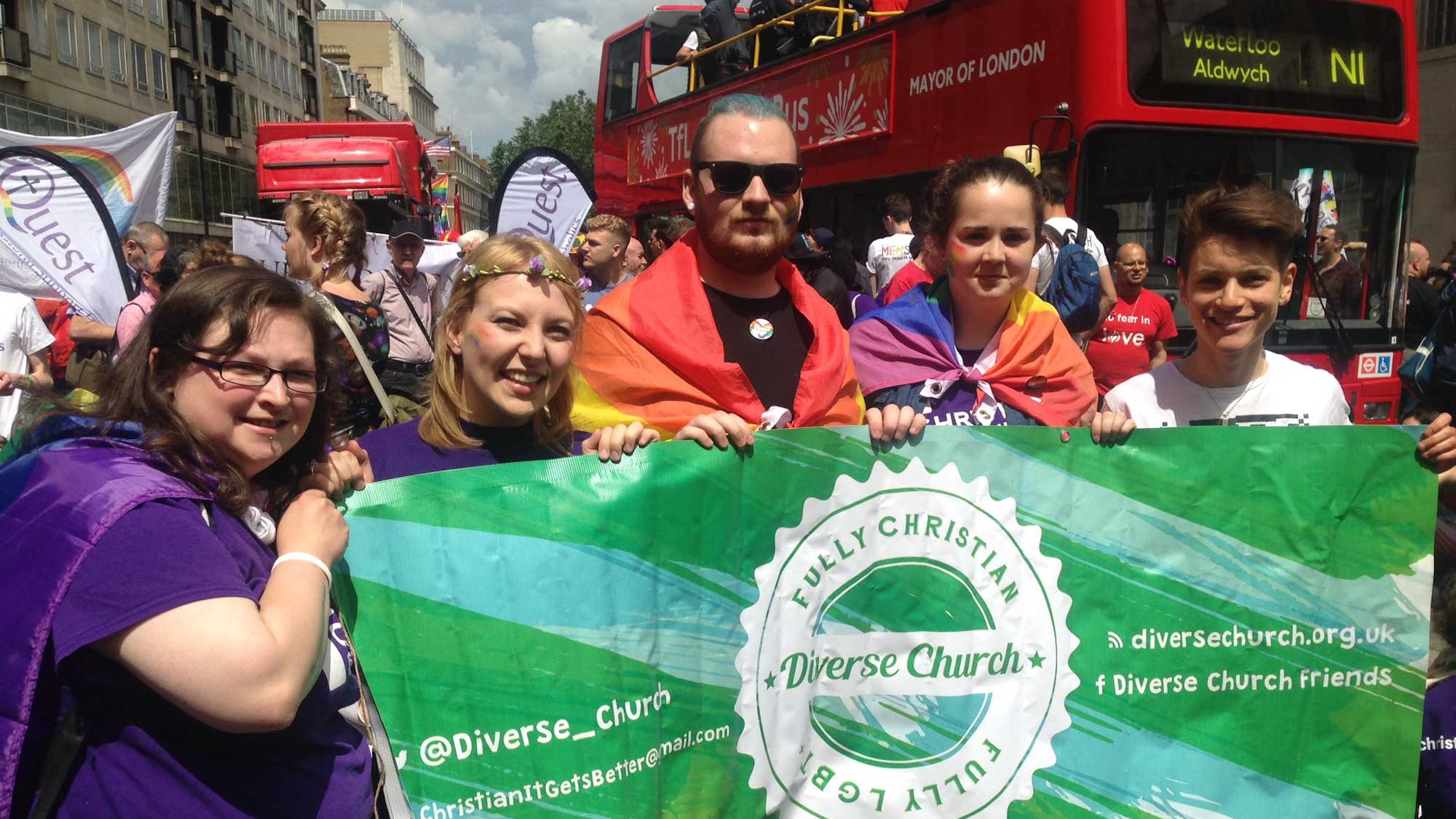 Diverse Church members at Pride