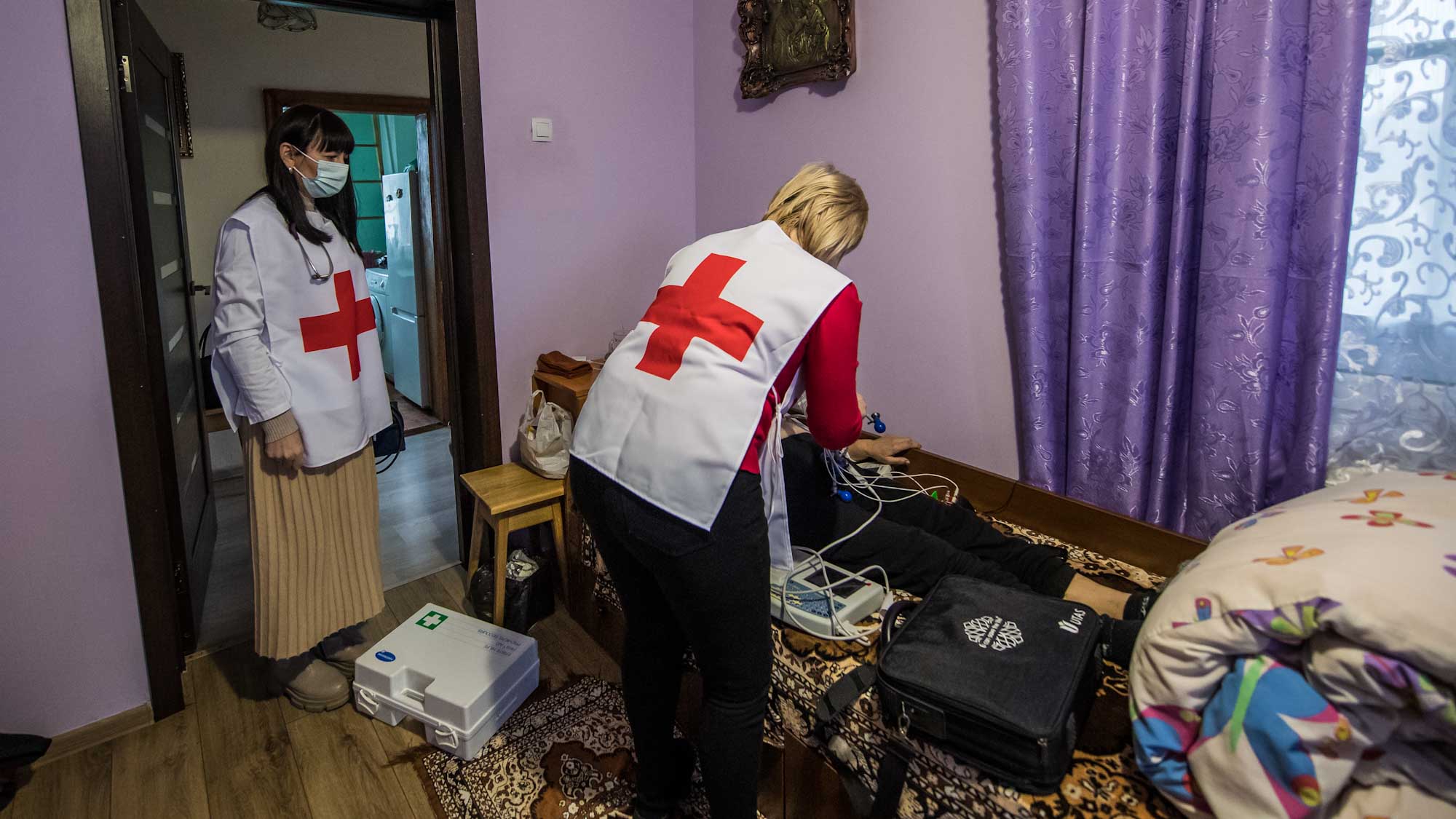 Dr Iryna and nurse Ulyna, help local people/patients by visiting their homes in Cherepyn village, Lviv region.