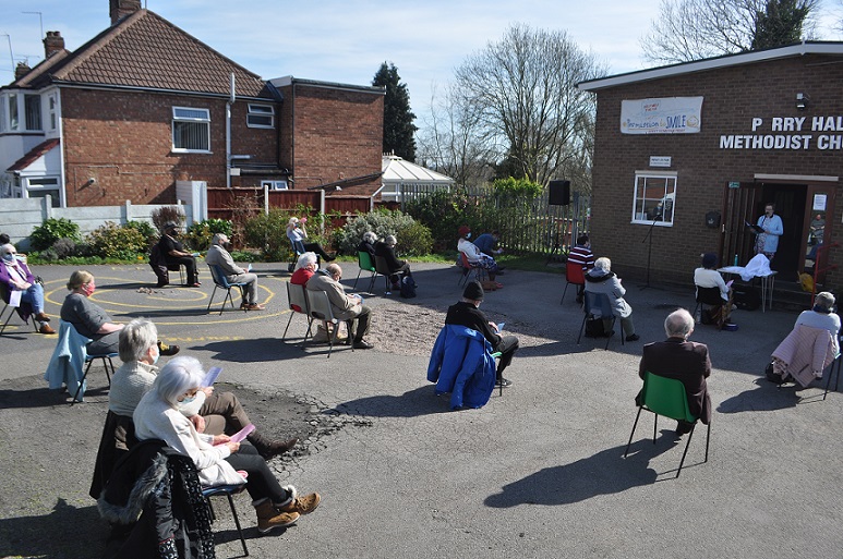 Outdoor Easter service at Parry Hall Methodist